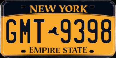 NY license plate GMT9398