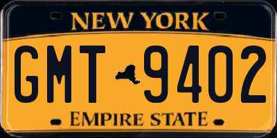 NY license plate GMT9402