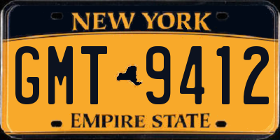 NY license plate GMT9412