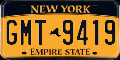 NY license plate GMT9419