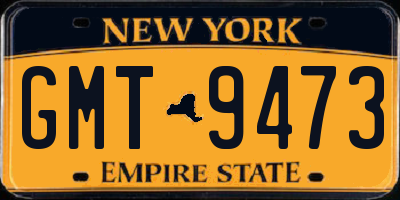 NY license plate GMT9473