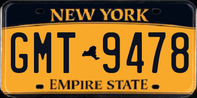 NY license plate GMT9478