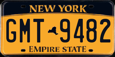 NY license plate GMT9482