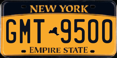 NY license plate GMT9500