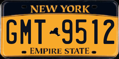 NY license plate GMT9512