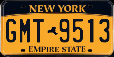 NY license plate GMT9513