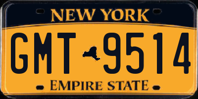 NY license plate GMT9514