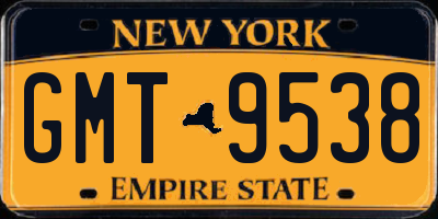 NY license plate GMT9538