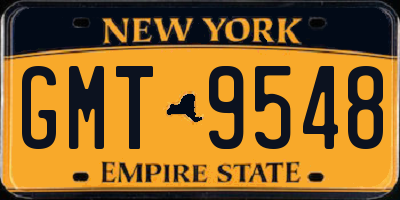 NY license plate GMT9548