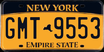 NY license plate GMT9553