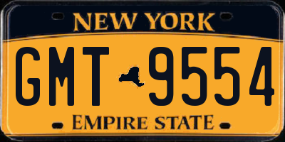 NY license plate GMT9554