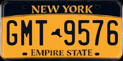 NY license plate GMT9576