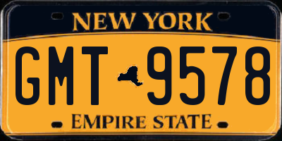 NY license plate GMT9578