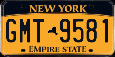 NY license plate GMT9581