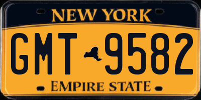 NY license plate GMT9582