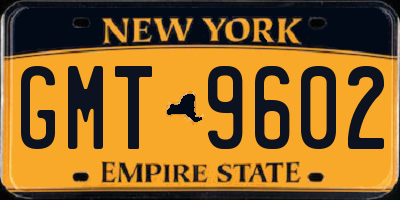 NY license plate GMT9602