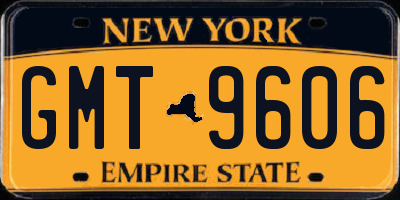 NY license plate GMT9606