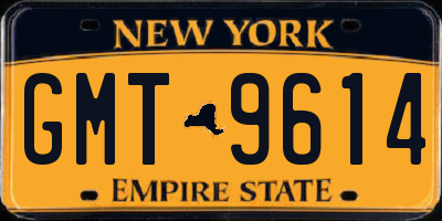 NY license plate GMT9614