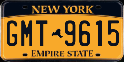 NY license plate GMT9615