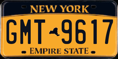 NY license plate GMT9617