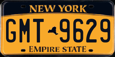 NY license plate GMT9629