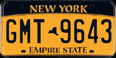 NY license plate GMT9643