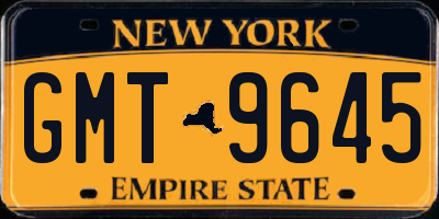 NY license plate GMT9645