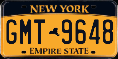 NY license plate GMT9648