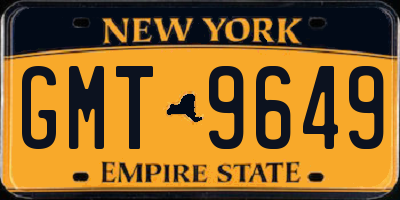 NY license plate GMT9649