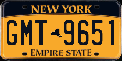 NY license plate GMT9651