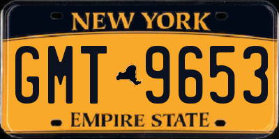 NY license plate GMT9653