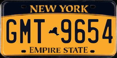 NY license plate GMT9654