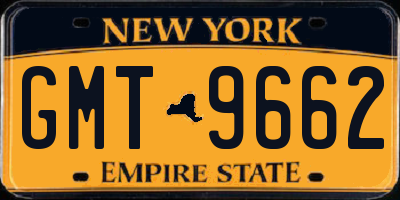 NY license plate GMT9662
