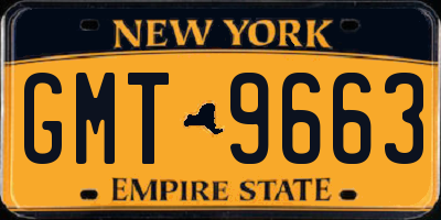 NY license plate GMT9663