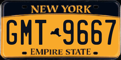 NY license plate GMT9667