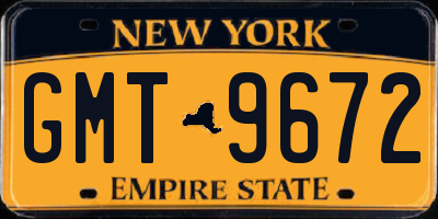 NY license plate GMT9672