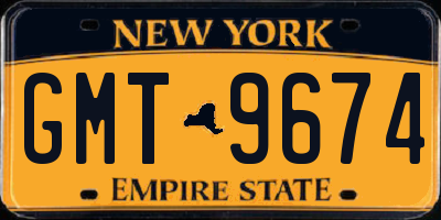 NY license plate GMT9674