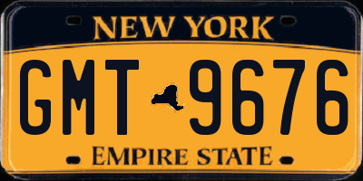 NY license plate GMT9676