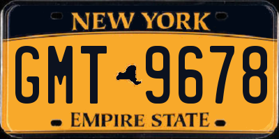 NY license plate GMT9678