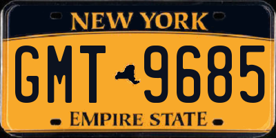 NY license plate GMT9685