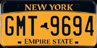 NY license plate GMT9694