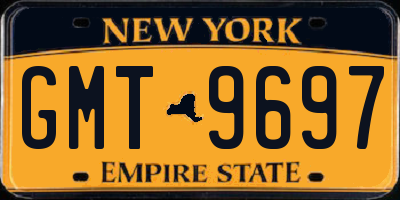 NY license plate GMT9697