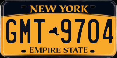 NY license plate GMT9704
