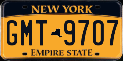 NY license plate GMT9707