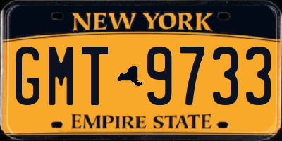 NY license plate GMT9733