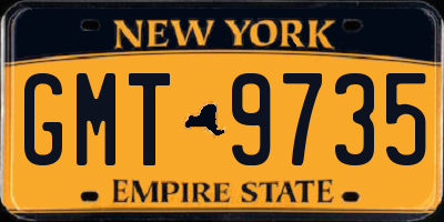 NY license plate GMT9735