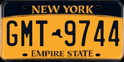 NY license plate GMT9744