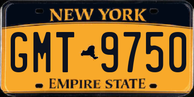 NY license plate GMT9750