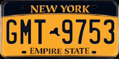 NY license plate GMT9753