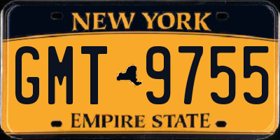 NY license plate GMT9755